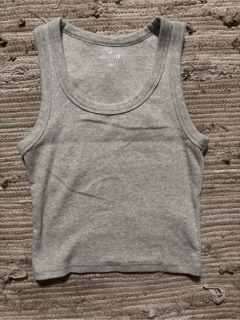 Hollister Light Gray Ribbed Scoop Tank